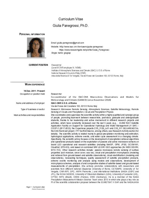 Giulia Venturini: CV (Curriculum Vitae) .